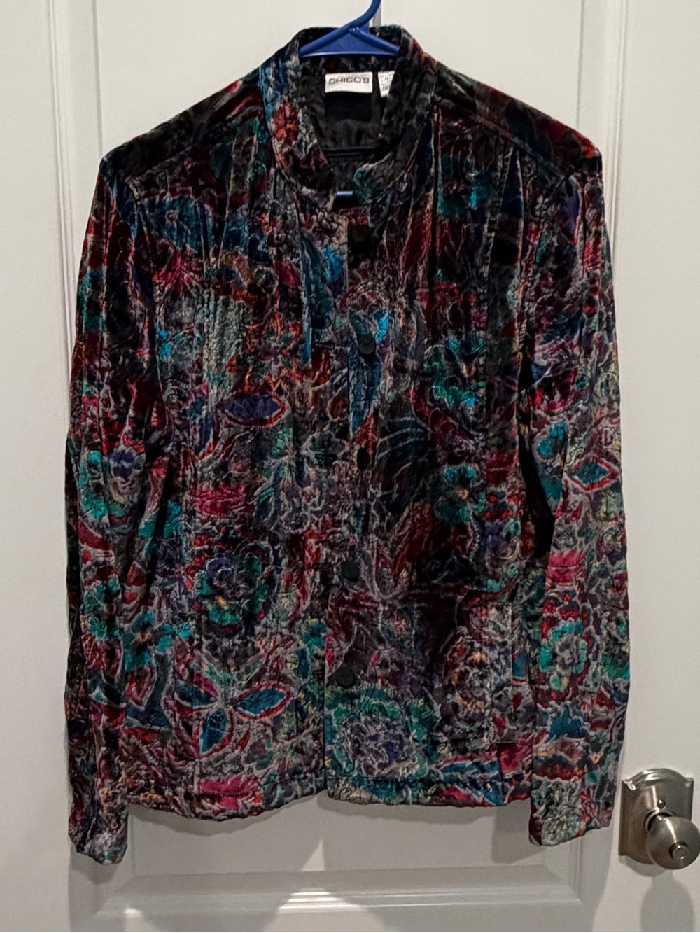 Vintage Chico’s 1990s Colorful Velvet Button Up Blazer Size M ( Chico’s 1)